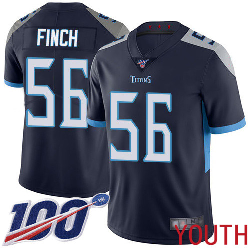 Tennessee Titans Limited Navy Blue Youth Sharif Finch Home Jersey NFL Football 56 100th Season Vapor Untouchable